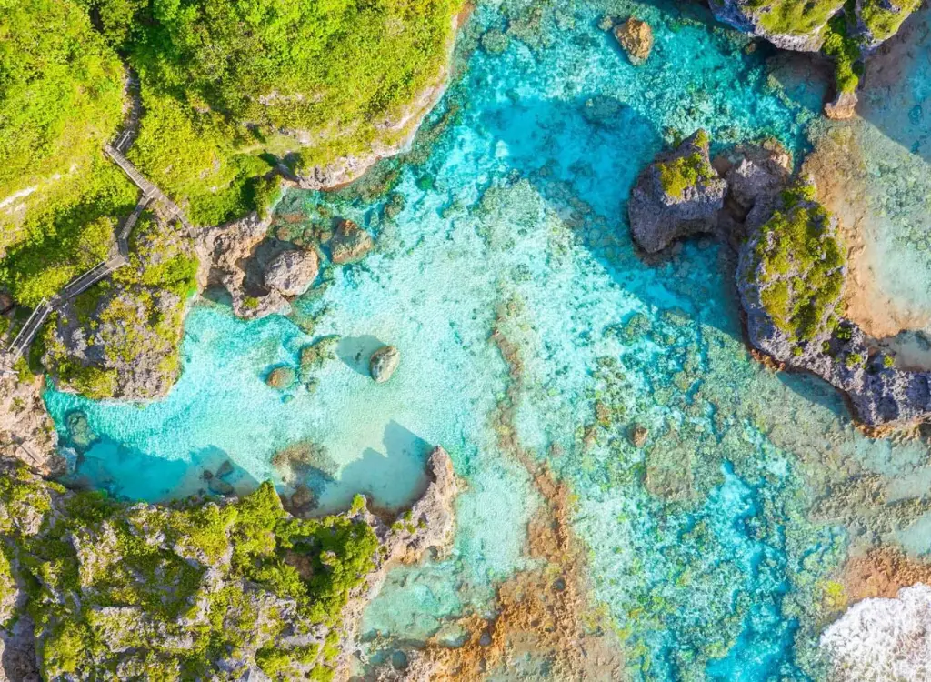 Aerial view of Niue coastline